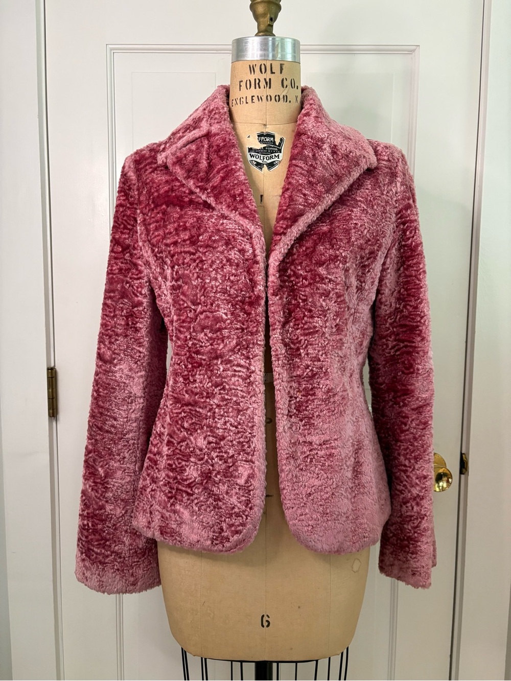 Crushed velvet Vintage Faux Fur Jacket - Rose Pink